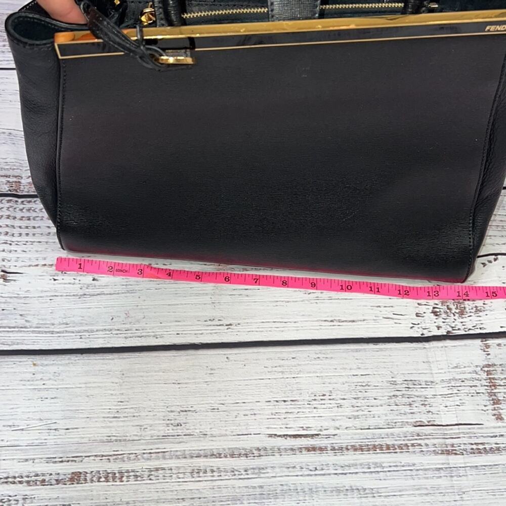 #FENDI Black Saffiano Leather Medium 2Jours Tote - Picture 14 of 16